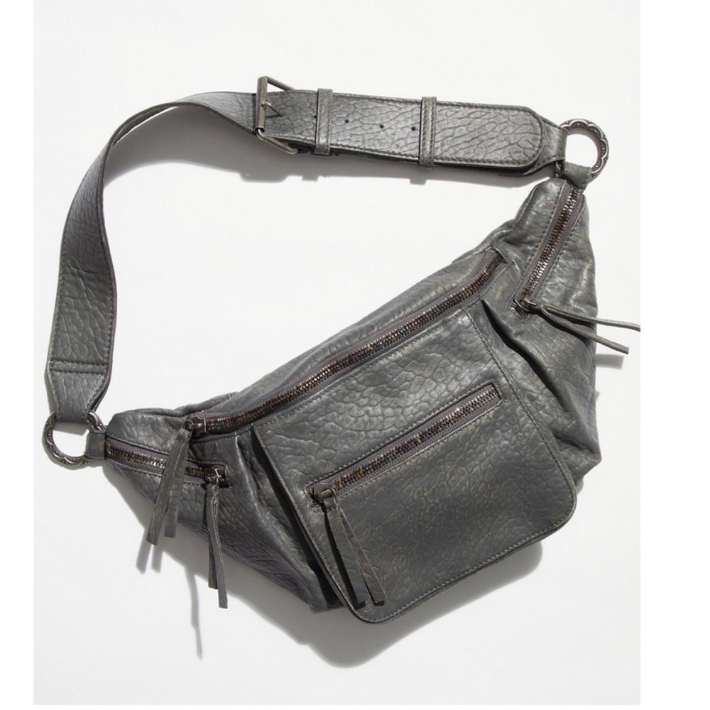 Free People Austin Leather Sling Bag Gray